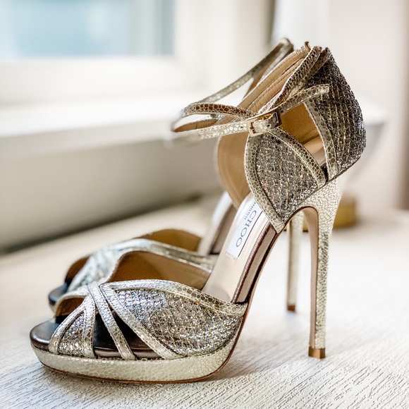 Jimmy Choo Metallic Glitter-coated Snake-print - Picture 5 of 7
